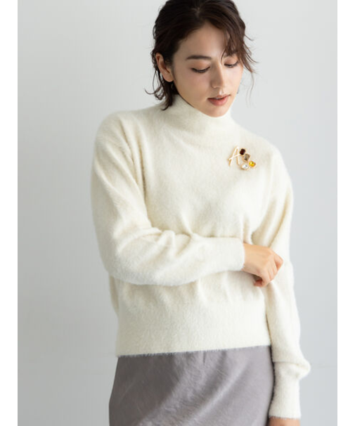 【宮本茉由着用】ハイネックフェザーニット