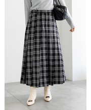 チェックアソートロングプリーツスカート