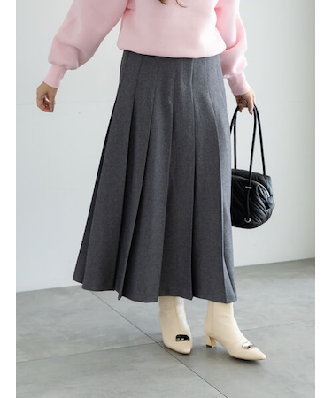 チェックアソートロングプリーツスカート