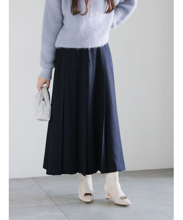 チェックアソートロングプリーツスカート