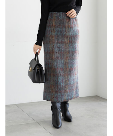 シャギーチェックスカート