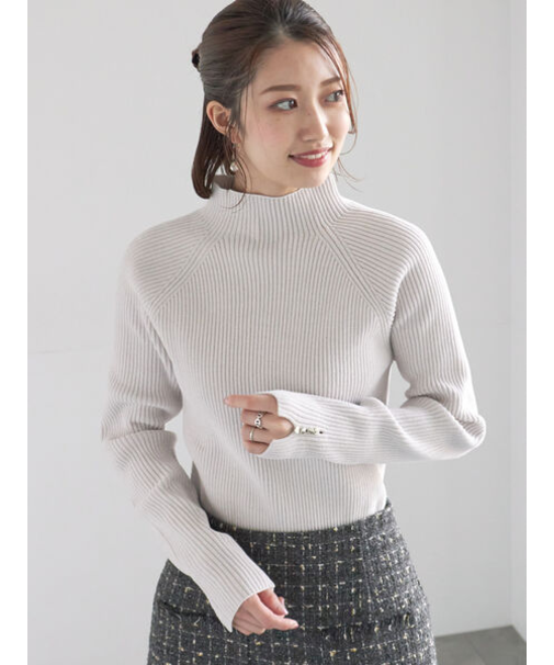 モールリブスタンドネックニット