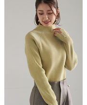 モールリブスタンドネックニット