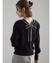 前後2WAYボウタイニットプルオーバー