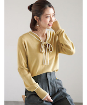 前後2WAYボウタイニットプルオーバー