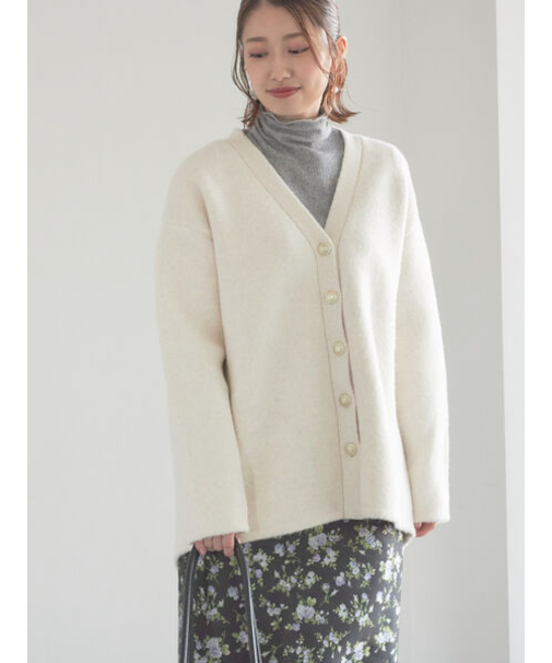 起毛ミドルVネックカーディガン