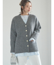 起毛ミドルVネックカーディガン