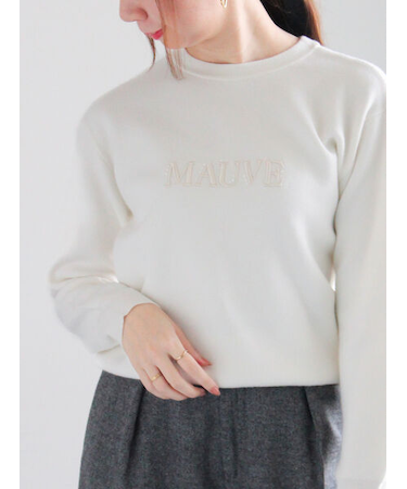 パール&ウレタン刺繍ロゴニット