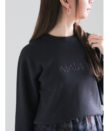 パール&ウレタン刺繍ロゴニット