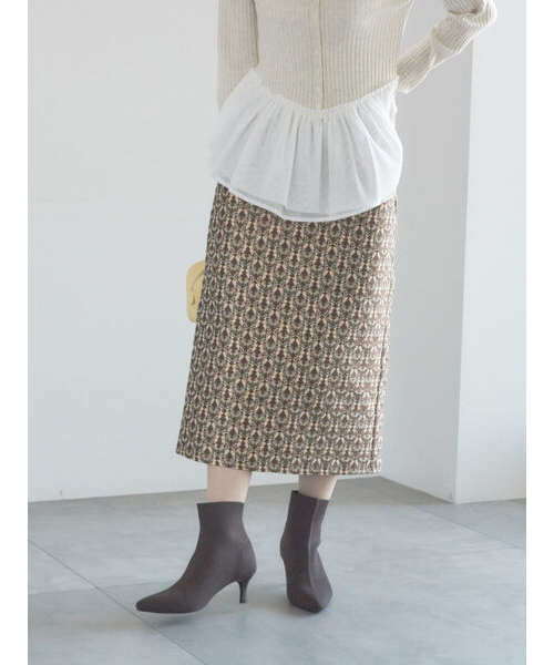 ジャガードIラインミドルスカート｜テチチの通販｜&mall（アンドモール