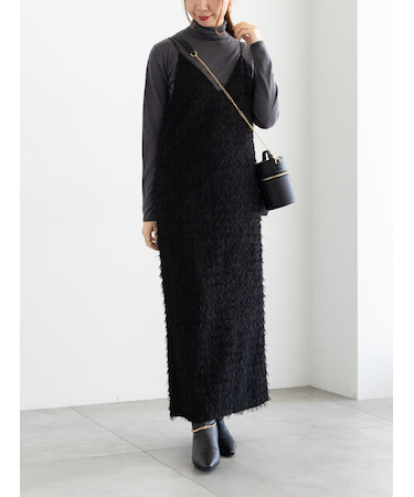 カットジャガードキャミワンピース