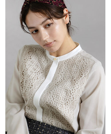 【WEB限定カラーあり】フロントレースブラウス
