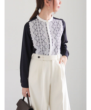 【WEB限定カラーあり】フロントレースブラウス