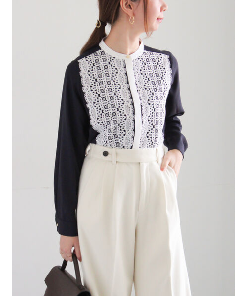 【WEB限定カラーあり】フロントレースブラウス