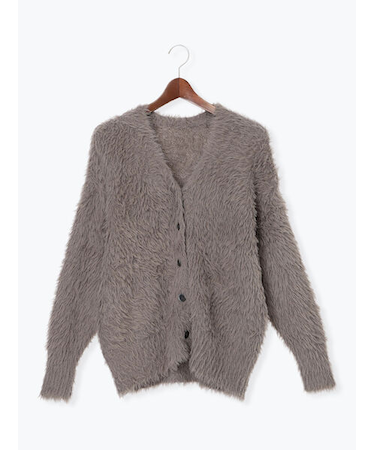 シャギーVネックカーディガン