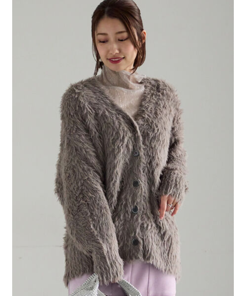 シャギーVネックカーディガン