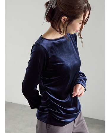ベロアサイドギャザートップス