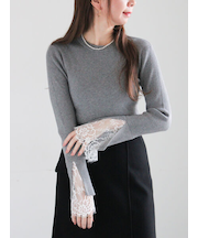 レースカフスレイヤードニット