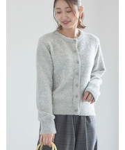 ラメシャギークルーネックカーディガン