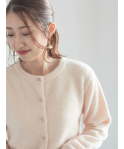 ラメシャギークルーネックカーディガン