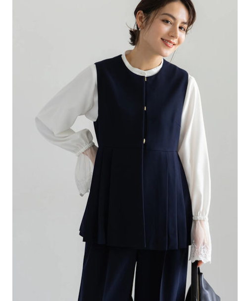 【セレモニーアイテム】サイドプリーツペプラムジレ（セットアップ可）