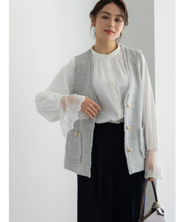 【セレモニーアイテム】ツイードVネックジレ