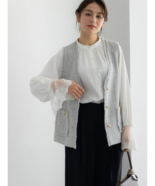 【セレモニーアイテム】ツイードVネックジレ