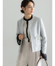 【セレモニーアイテム】ツイードノーカラージャケット