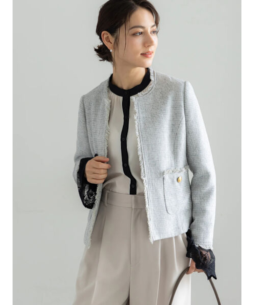 【セレモニーアイテム】ツイードノーカラージャケット