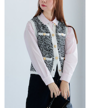 ツイードニットベスト