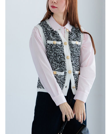 ツイードニットベスト