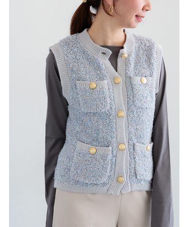 ツイードニットベスト