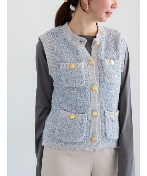 ツイードニットベスト