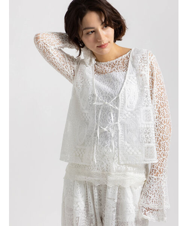 【Atelier ChouChou】パネルレース刺繍前後2WAYジレ(セットアップ可)