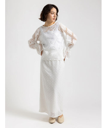 【Atelier ChouChou】パネルレースナロースカート(セットアップ可)