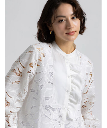 【Atelier ChouChou】カットワークレースボザムシャツブラウス