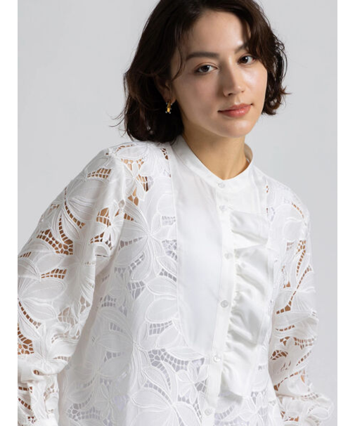 【Atelier ChouChou】カットワークレースボザムシャツブラウス