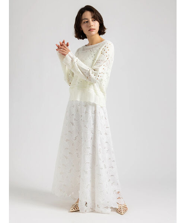 【Atelier ChouChou】オーバーレースロングフレアスカート