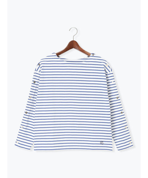 ショルダー釦ボーダーカットソー