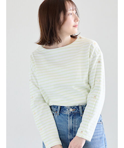 ショルダー釦ボーダーカットソー
