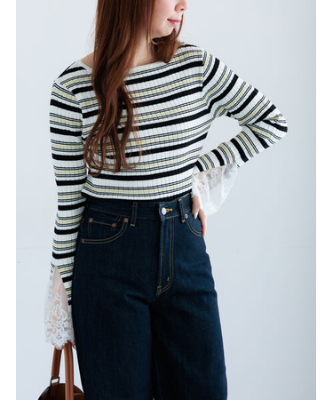 レースカフスリブニット