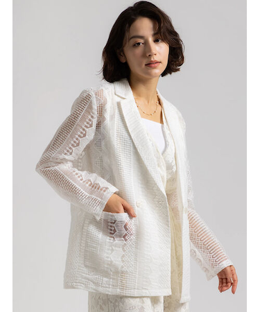 【Atelier ChouChou】オーガンジーレースダブルジャケット