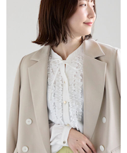 フロントフリルキーネックブラウス