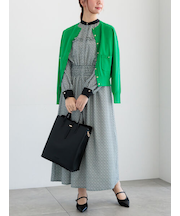 バイカラーシャーリングワンピース