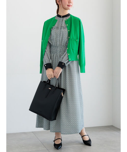 バイカラーシャーリングワンピース