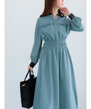 バイカラーシャーリングワンピース