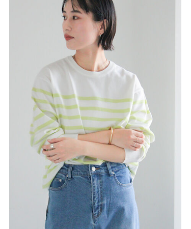 ボーダーボックスシルエットプルオーバー