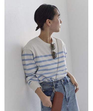 ボーダーボックスシルエットプルオーバー