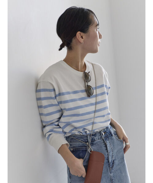 ボーダーボックスシルエットプルオーバー