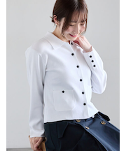 総針衿付きジャケットカーディガン